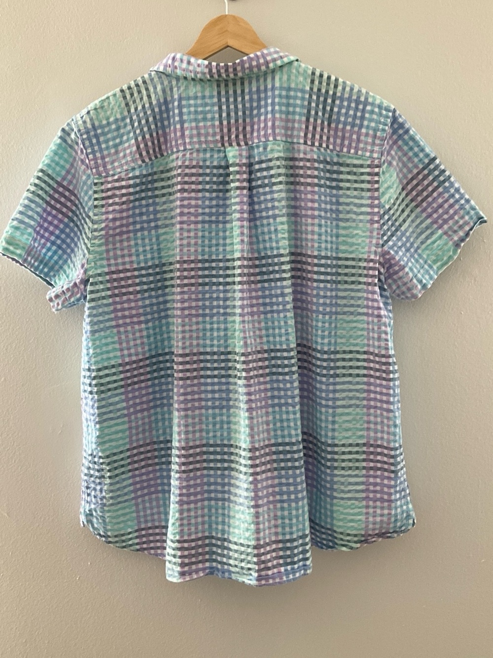 L.L. Bean  Women XL Henley Popover Short Sleeve Button Shirt 100% cotton - Picture 3 of 7